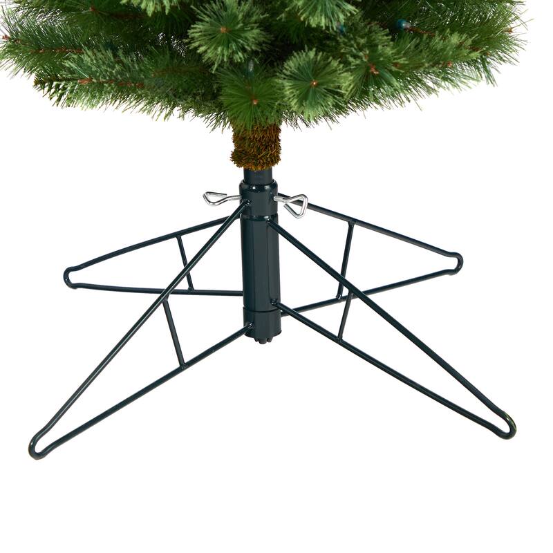 8' Pencil Pine Artificial Christmas Tree, Warm Clear LED Lights - 8 Foot