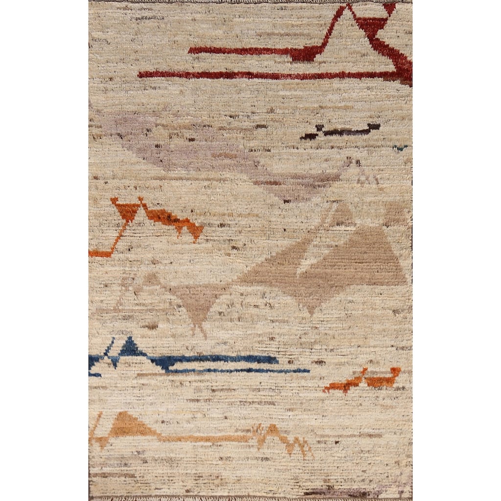 Moroccan Oriental Rug Hand-Knotted Wool Carpet - 4'0" x 5'10"