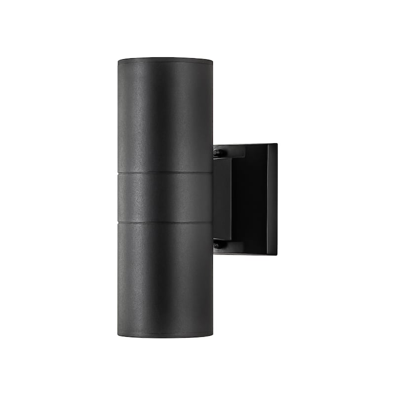 10.2 in. Modern Black Wall Sconce Aluminum Linear Cylinder LED Outdoor Wall Lights - 4.3 in. W x 10.2 in. H x 6.1 in. D