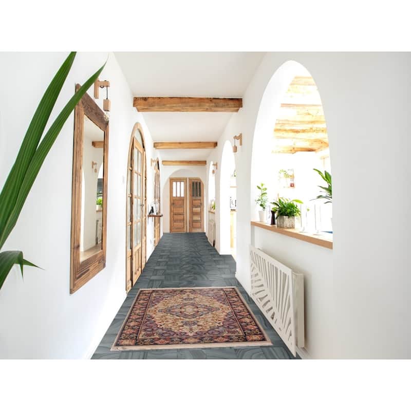 Floral Art Deco Chinese Foyer Rug Hand-Knotted Wool Carpet - 3'2"x 5'1"