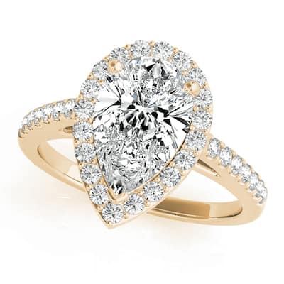 Auriya 14k Yellow Gold Lab Grown Pear Diamond Halo Engagement Ring 0.50 to 5.00 ct. tw. (F-G VS)