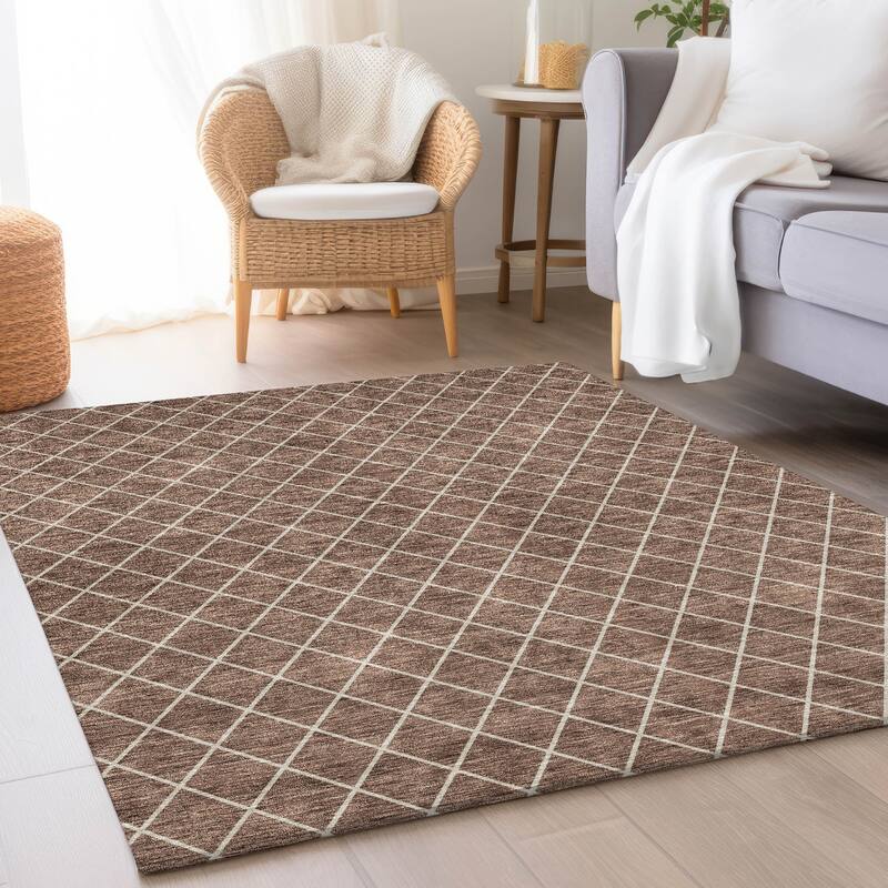 Premium Washable Super Soft Diamond Trellis Mayfield Rug - Brown - 5' x 7'6"