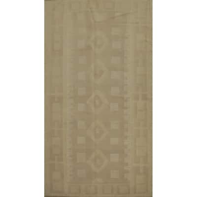 Hand Woven Oriental 100% Wool Carpet Southwestern Tribal Beige & Ivories Kilim Area Rug - 8' 0'' X 4' 8''