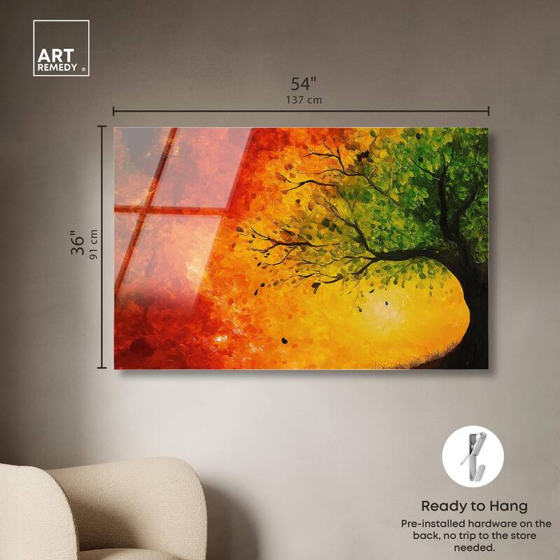 Fire and Ice Tree I Acrylic by Art Remedy, Ready to Hang