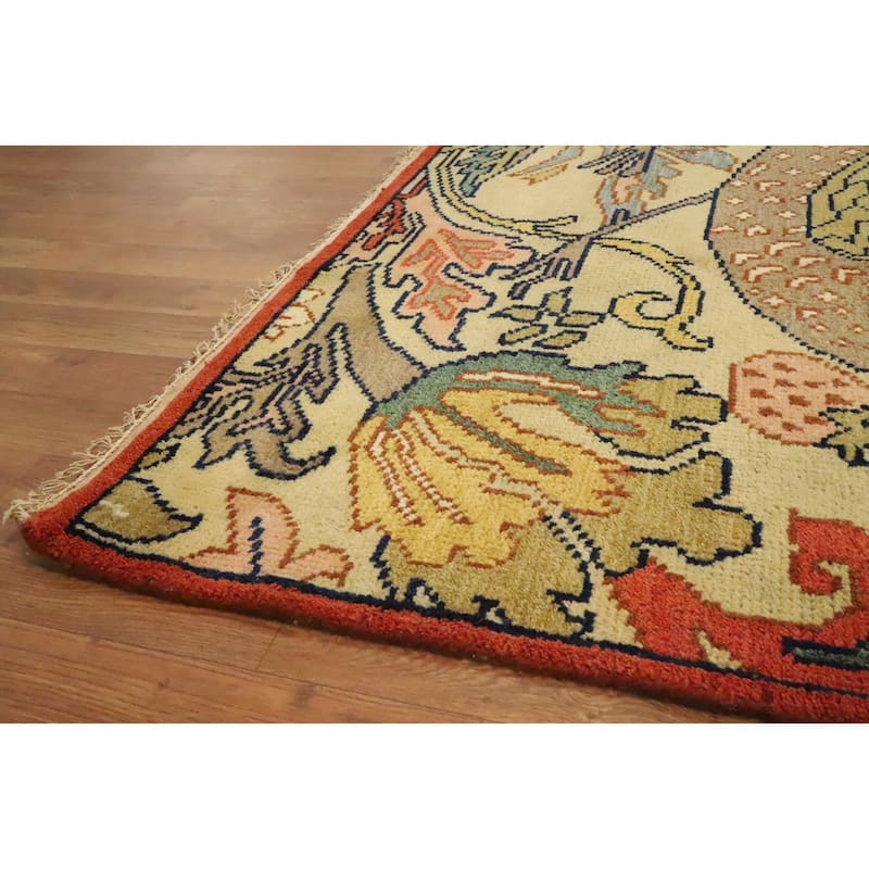 Hand Knotted Oriental 100% Wool Carpet Traditional All-Over Yellow & Gold Ziegler Area Rug - 9' 11'' X 8' 0''