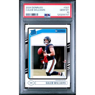 Caleb Williams 2024 Panini Donruss Football Rookie Card #327 Graded PSA 10 Cert # 120206797 - 8' x 11'