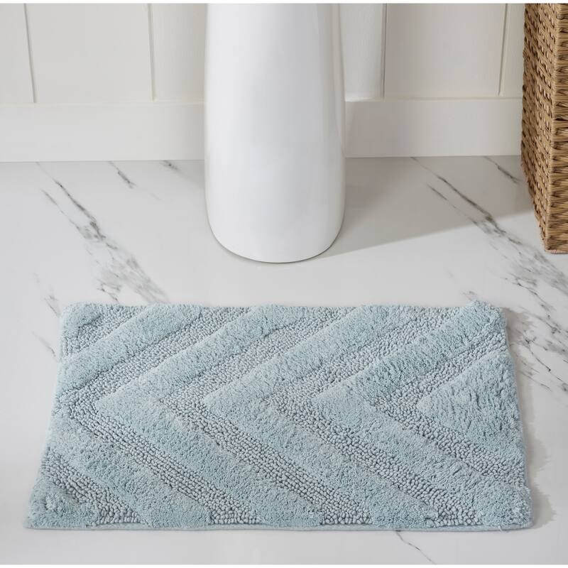 Better Trends Hugo Collection 100% Cotton Tufted Bath Rugs with Chevron Patterns, High Absorbency, Anti-Skid, Easy to Clean