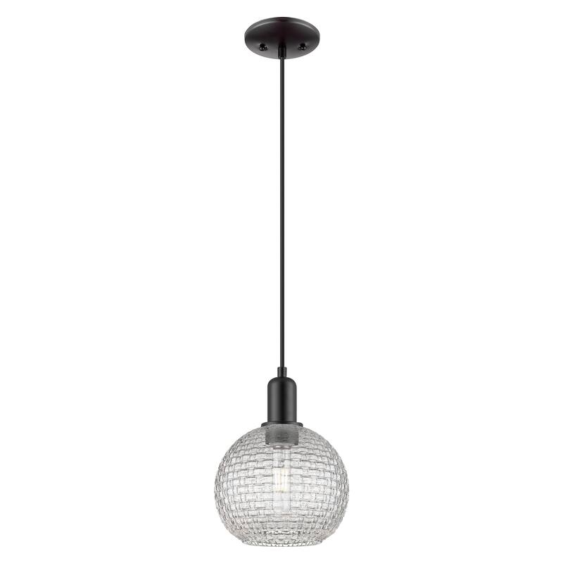 Innovations Lighting Endless Possibilities Arcadia - Athens - 1 Light 8" Basketweave Cord Hung Mini Pendant - Matte Black