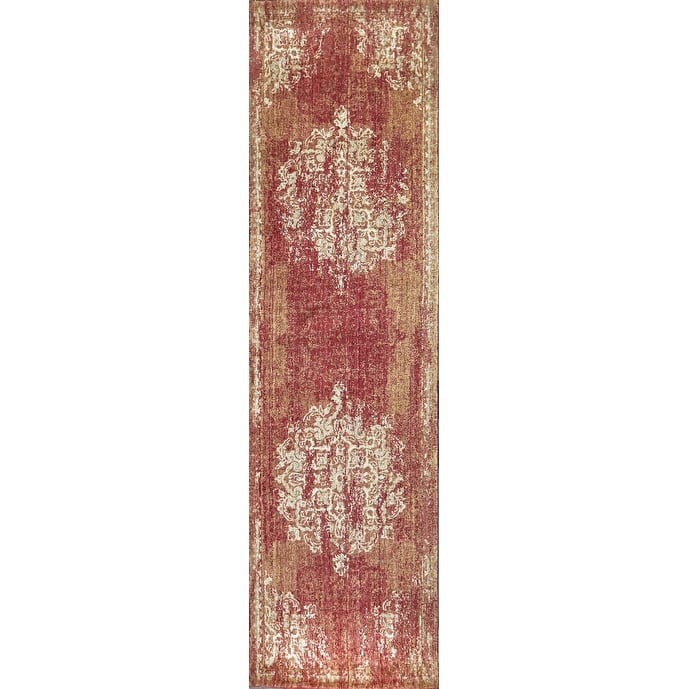 Alora Decor Euphoria Medallion Wool Rug - 2'6" x 8' Runner - Red