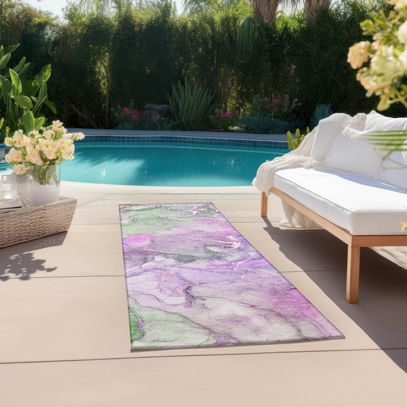 Almisi Unique Abstract Weather Resistant Sleek Contemporary Outdoor Rug