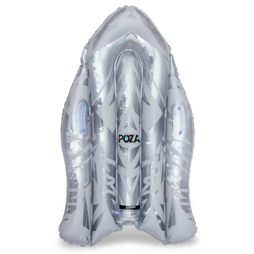 POZA Silver Inflatable Snow Boogie Sled with Handles and Confetti - 44 x 26 x 6 inches