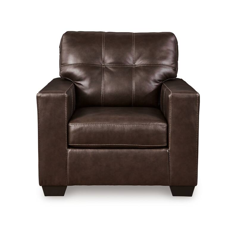 Orion Armchair, Modern Dark Brown Tufted Real and Faux Leather Cushion