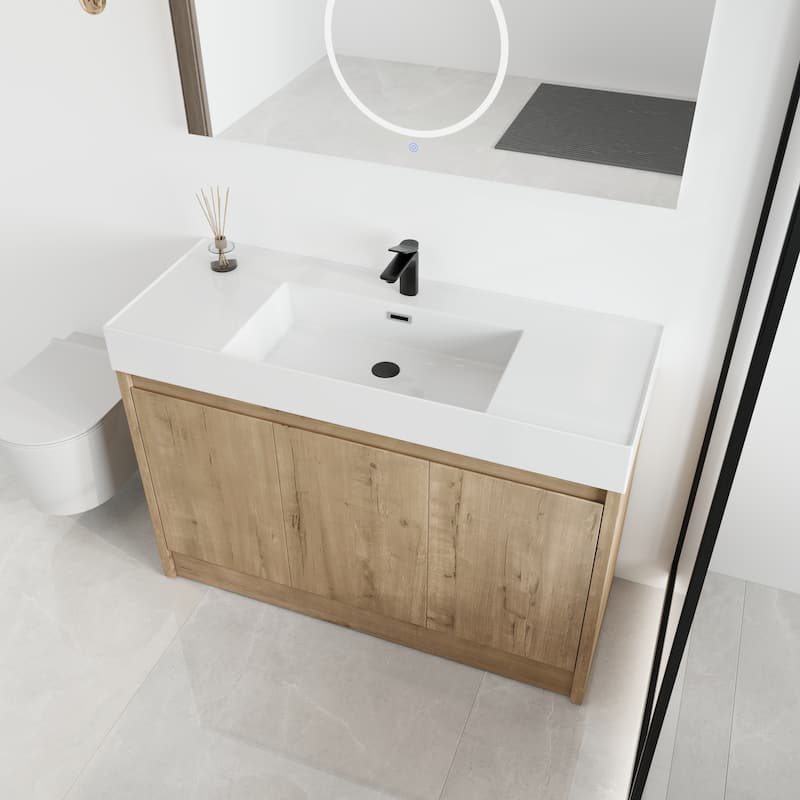 Malwee 24"/30"/48"/60" FreeStanding Bathroom Vanity, Floor Stand Bathroom Vanity with Resin Top,Soft Close Door