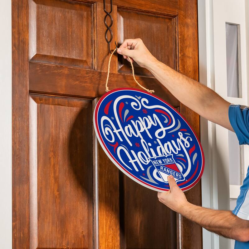 New York Rangers 18" x 18" Happy Holidays Door Décor Wall Sign - 18" x 18"