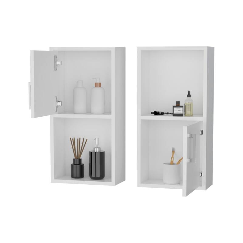 Wall-Mounted Bathroom Medicine Cabinets with Open Shelf, Sleek Handles for Storage and Organization