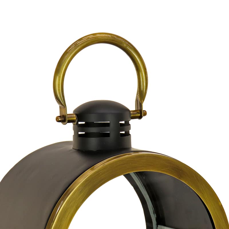National Tree Company 18 in. HGTV Home Collection Dome Lantern, Christmas Themed Home Decor, Small, Black and Gold - 18 in