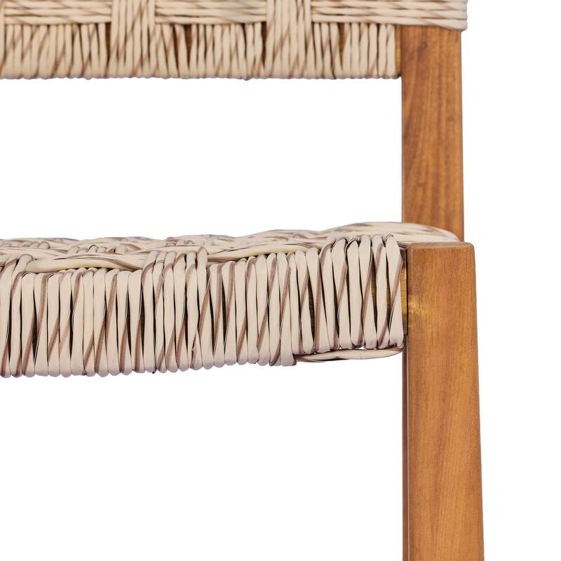 Christopher Knight Home - Modern Acacia Wood Outdoor Bar Stools with Teak Finish and Wicker Back Patio Chairs