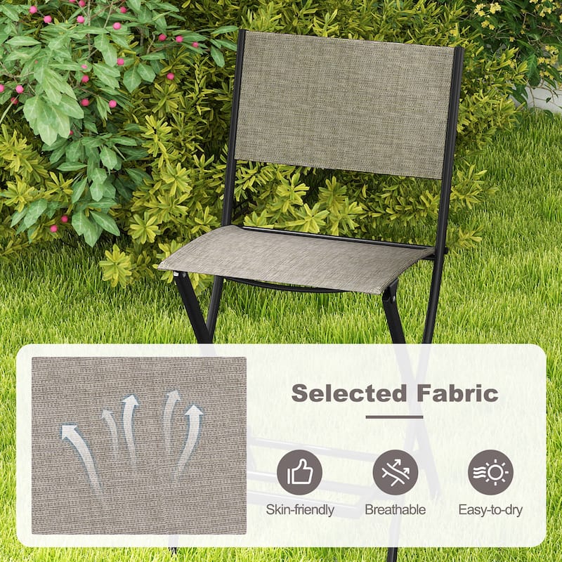 Gymax Folding Bar Stools Set of 6 Patio Sling Chairs w/ Backrest