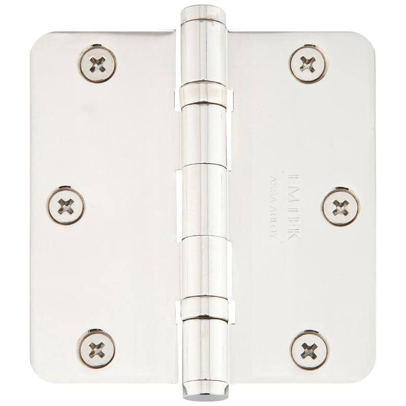 Emtek 3.5" x 3.5" Ball Bearing 5/8" Radius Corners Mortise Hinge - - Polished Nickel