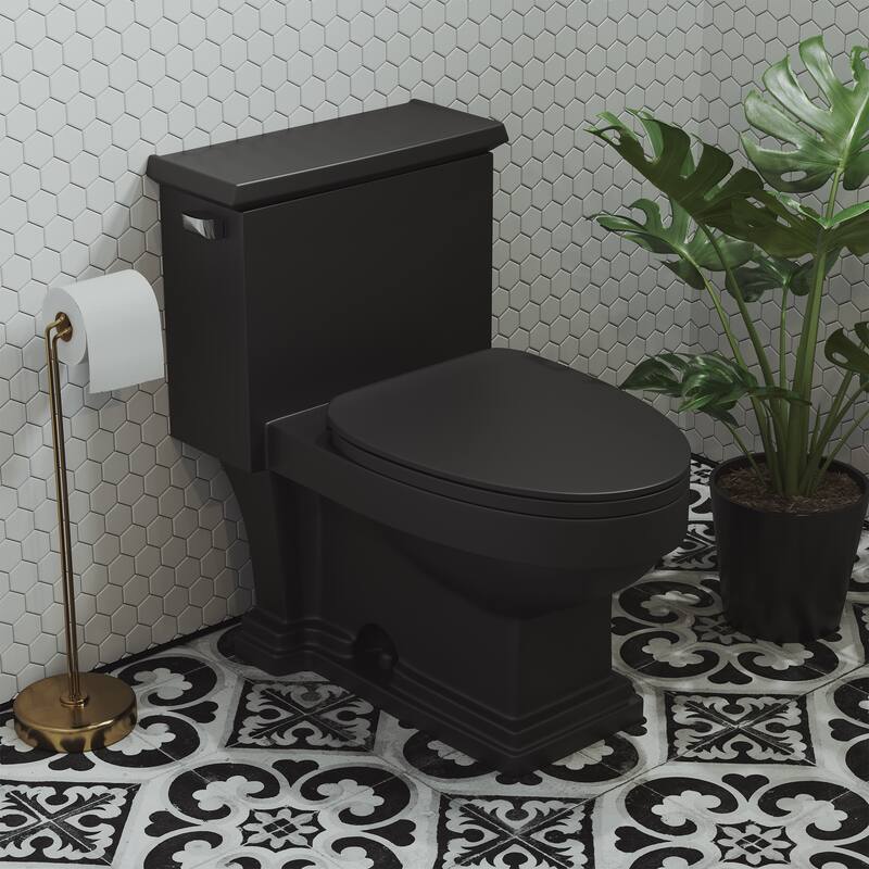 Swiss Madison SM-1T114 Voltaire One Piece Elongated 0.8/1.28 GPF Toilet - Black