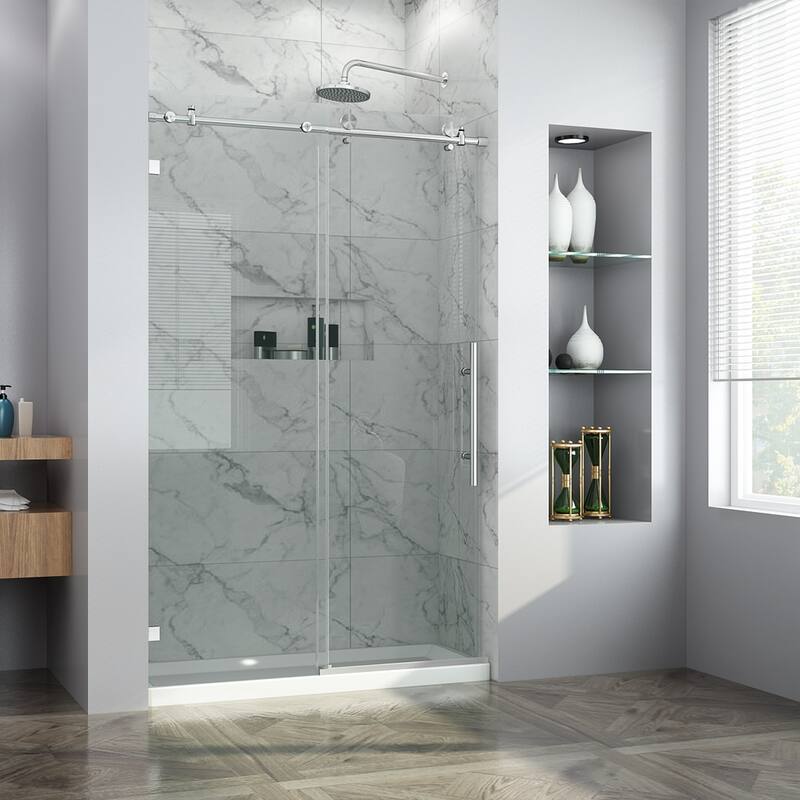 ELEGANT Frameless Sliding Shower Door 60" W x 76" H in Chrome