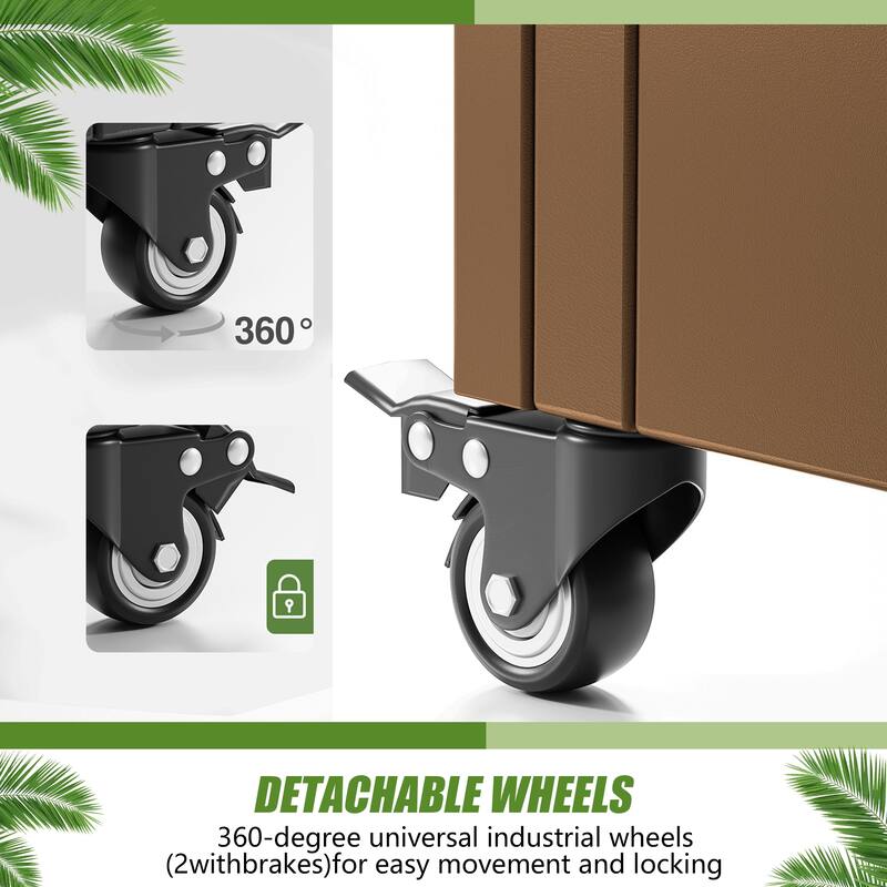 Raised Garden Bed Planter with Trellis Movable Planter Box with Lockable Wheels