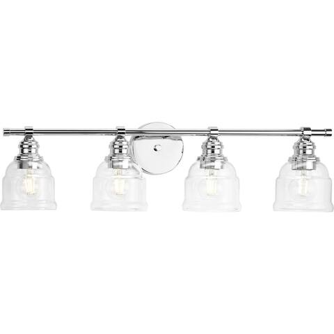 Ambrose Collection Four-Light Chrome Clear Glass Bath Vanity Light - 29 in x 6.5 in x 7.88 in