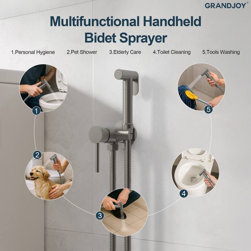 GRANDJOY Toilet Attachment for Personal Hygiene, Cloth Diaper Washer, Adjustable Water Pressure