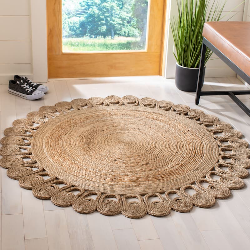 SAFAVIEH Handmade Natural Fiber Merge Casual Jute Rug - 7' Round - Natural