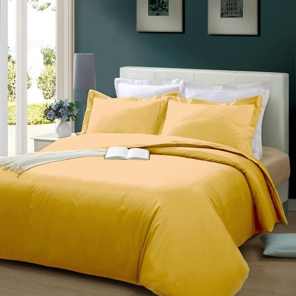 slide 2 of 2, Solid 300 Thread Count 3-piece Duvet Cover Set Gold - King