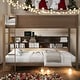 preview thumbnail 1 of 31, Queen over Queen Bunks Platform Bed with Storage Cabinets and USB Ports Antique Wood