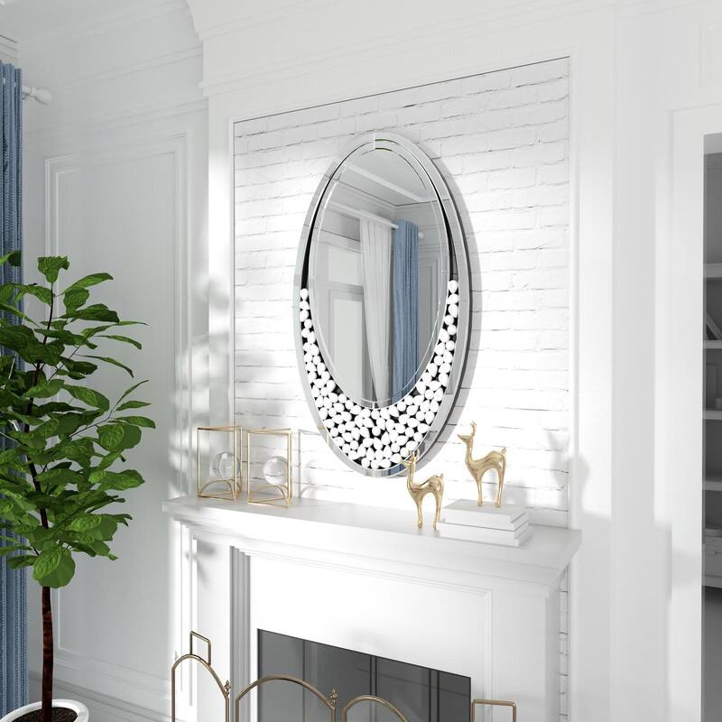 Large Wall Oval Drop Style Decor Art Accent Mirror - 23.62” x 41.33”