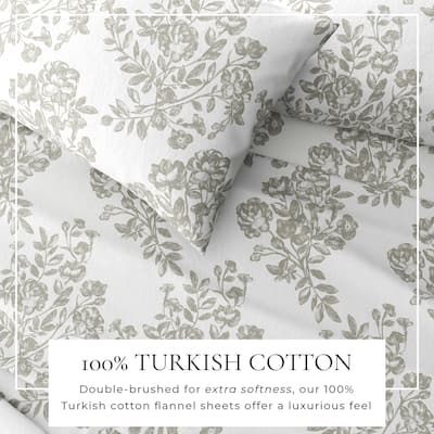 Linery & Co. Turkish Cotton Double-Brushed Printed Flannel Bed Sheet Set