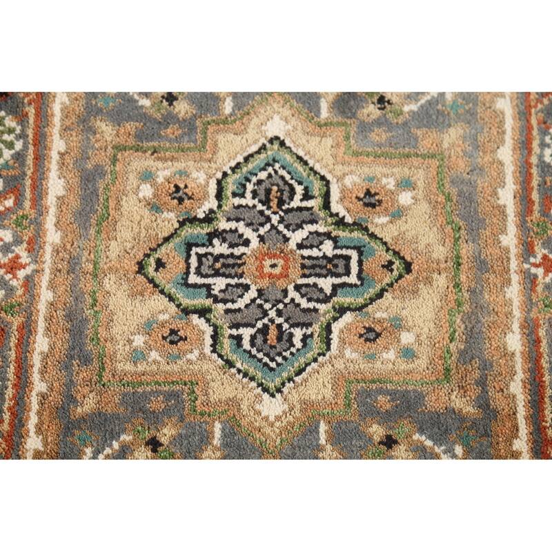 Grey Heriz-Serapi Indian Accent Rug Hand-Knotted Wool Carpet - 2'0"x 3'0"