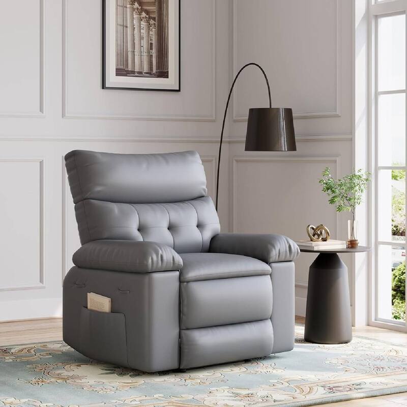 Oversized Manual Recliner, Comfort Lazy Sofa Chair for Living Rooms and Bedroom - Grey