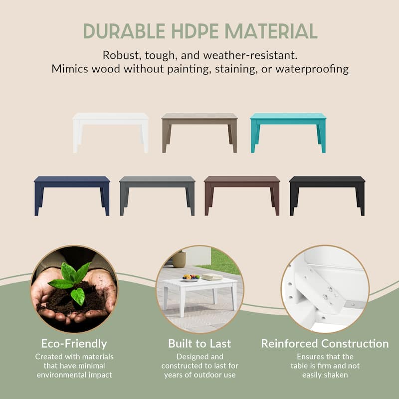Polytrends Laguna 3-Piece Outdoor Patio Bench Set With Coffee Table