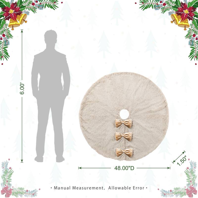 Glitzhome 48"D or 60"D Soft Fake Rabbit Fur Christmas Tree Skirt