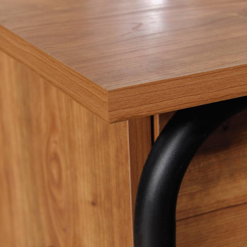 Brown Shaker Style Side Table with Adjustable Shelf Compact Living Room