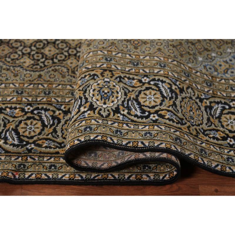 Black Geometric Tabriz Mahi Turkish Area Rug Machine Made Carpet - 6'9"x 9'6"