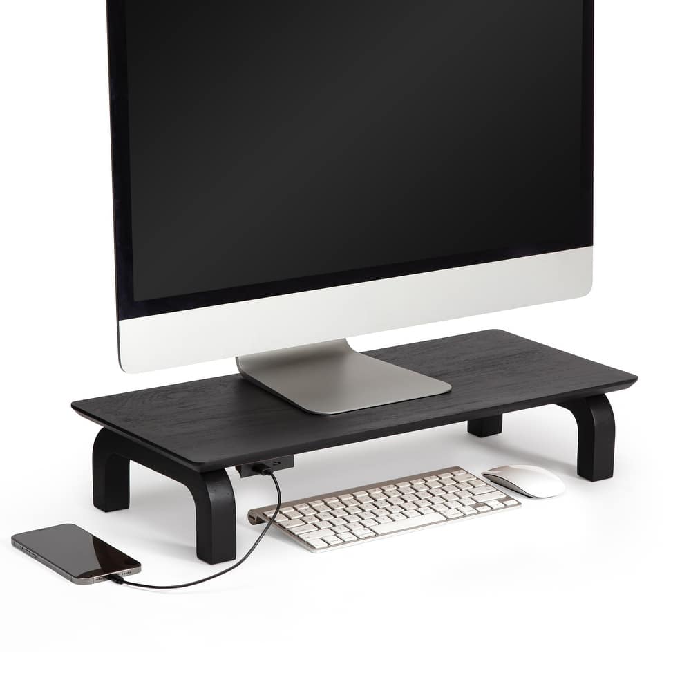Jani Wood Monitor Stand Riser Desk - Ergonomic Design Stand, Desktop Organizer Table for Home, Office Workspace, Gaming Desk