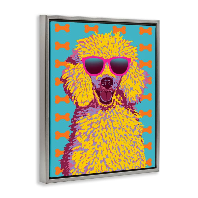 Stupell Retro Pop Poodle Framed Floater Canvas Wall Art Design By Marcus Prime
