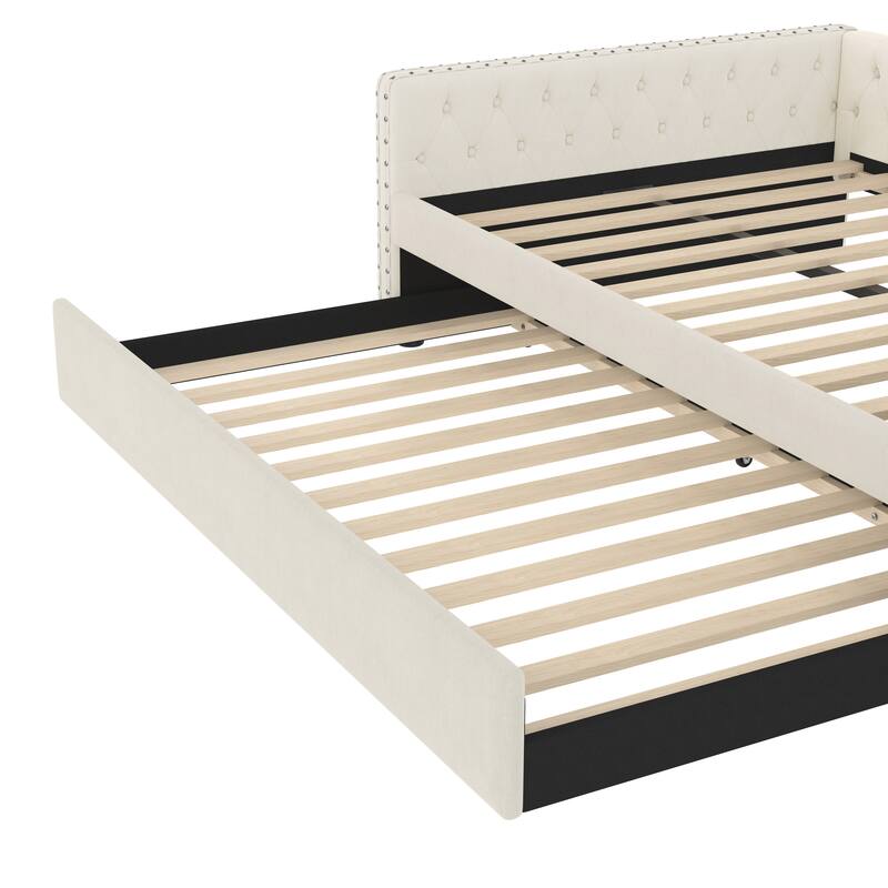 Upholstered Tufted Daybed with Trundle
