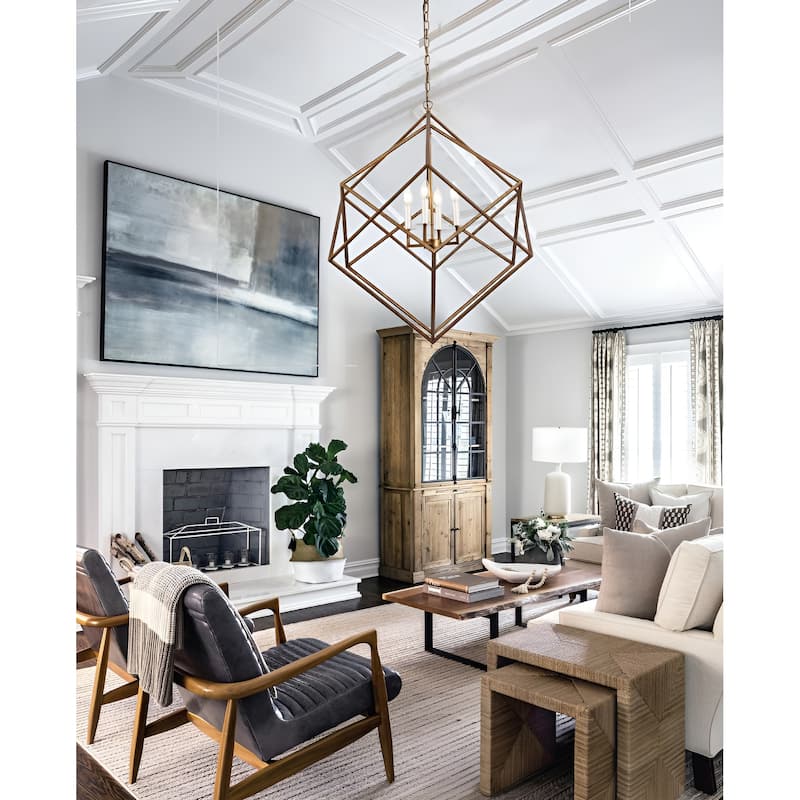 26" Steel Cage Medium Size Adjustable Lantern Iron Art Design Candle-Style Chandelier Pendant Lamp