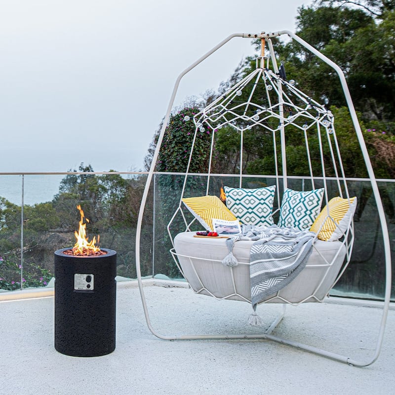 Modeno Lava Tube 18" Outdoor Firepit Table Concrete Patio Heater