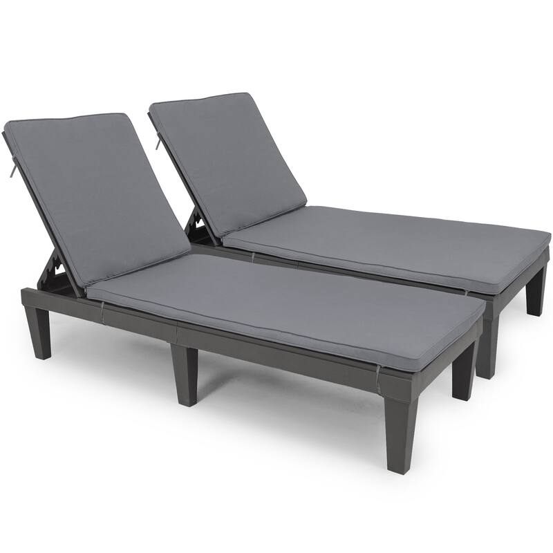 74.5'' Outdoor Lounge Chairs with Cushion ( Set of 2 ) - N/A - Black