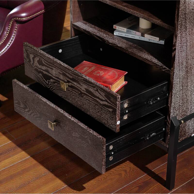 56.30" Mid-Century Modern Sideboard Cabinet with 3D Geometric Doors, Solid Wood & MDF Buffet Console Table