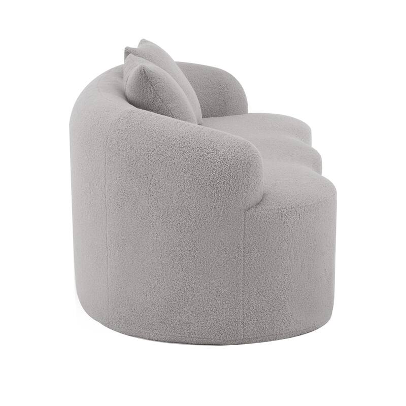 Cloud-like Curved Loveseat Sofa Teddy Fabric Compression Couch
