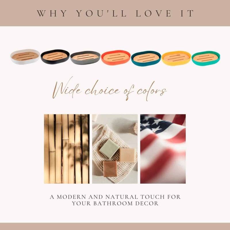 Evideco Bathroom Soap Dish Cup Padang White Bamboo Tray