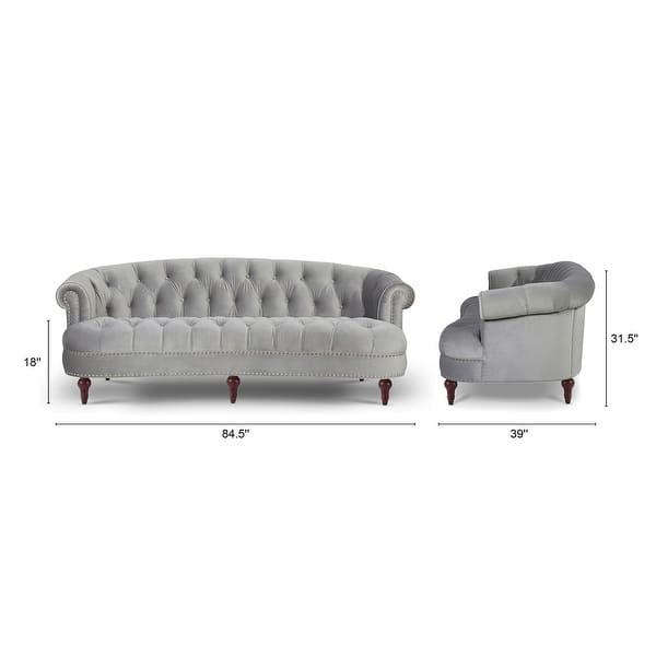 dimension image slide 8 of 9, Jennifer Taylor Home La Rosa 84" Velvet Tufted Chesterfield Sofa