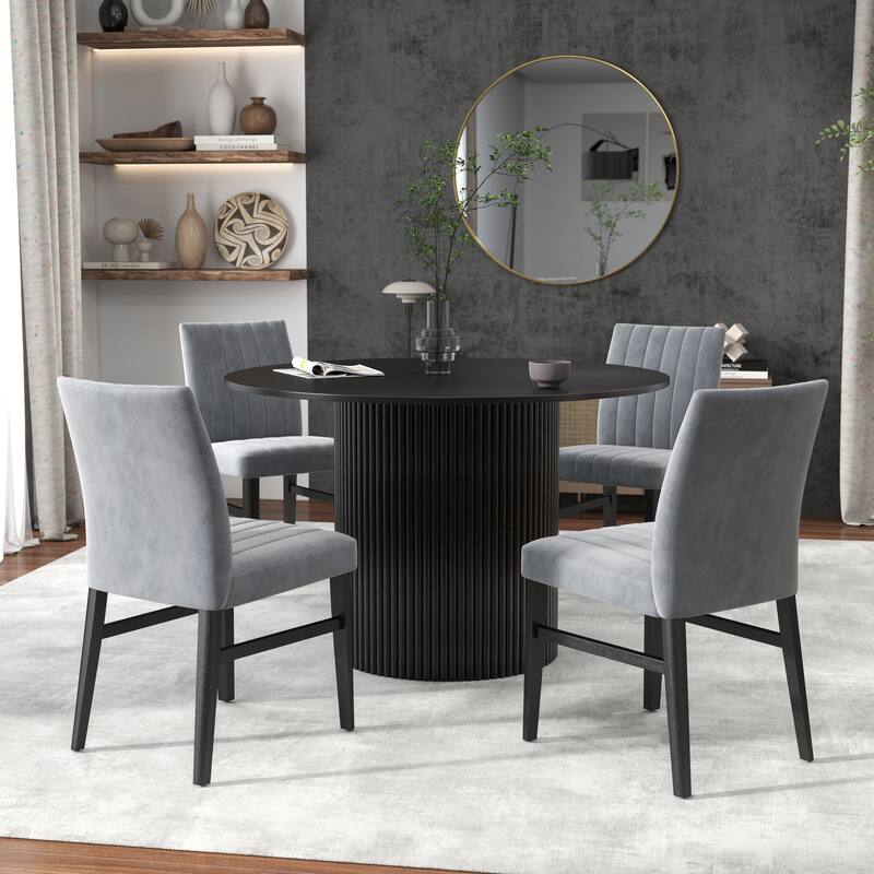 Roundhill Furniture Henriet 5-Piece Round Pedestal Dining Set